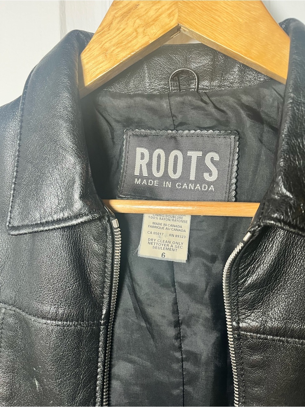 Vintage Roots Canada Black Pebbled Leather Jacket Zip Y2K - Picture 4 of 13